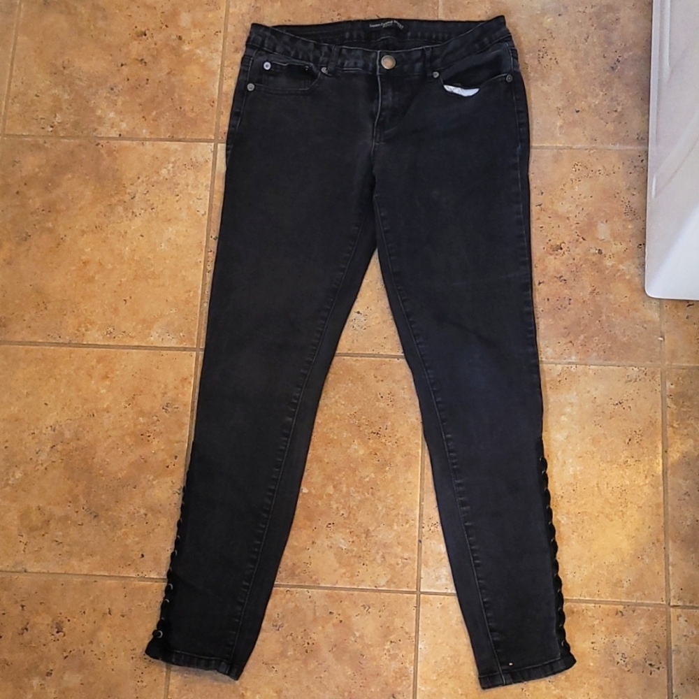 Black Skinny Jeans with lace up detail